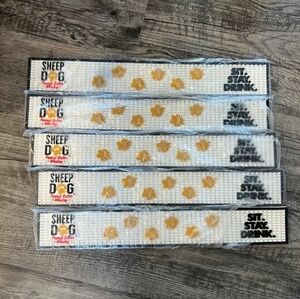 Sheep Dog Paw Print White and Gold Bar Mat